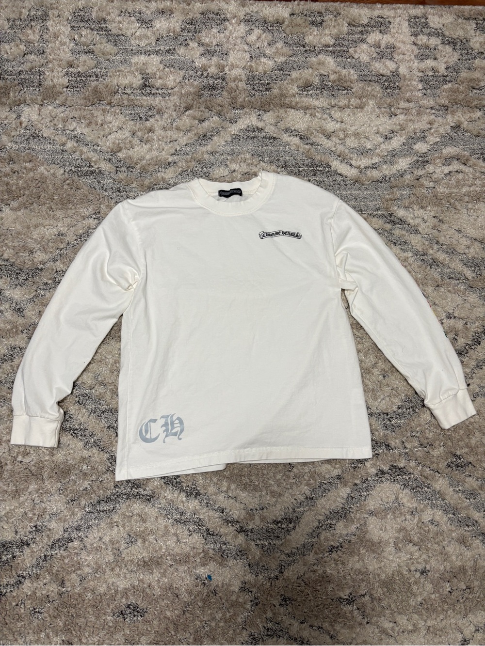 Chrome Hearts White Long Sleeve Graphic Crewneck Tee